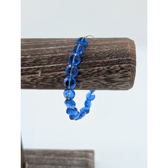 Alex and Ani Blue Faceted Crystal Bead Adjustable Wire Bangle Bracelet - Picture 4 of 4